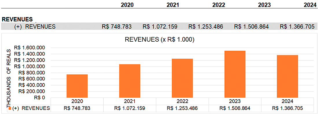 REVENUES (IN THOUSANDS OF BRL)/YEAR